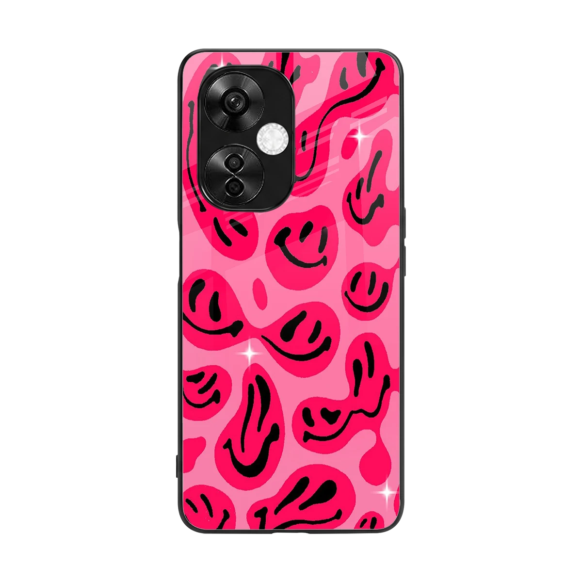 Acid Smiles Pink back phone cover | glass case for oneplus nord ce 3 lite