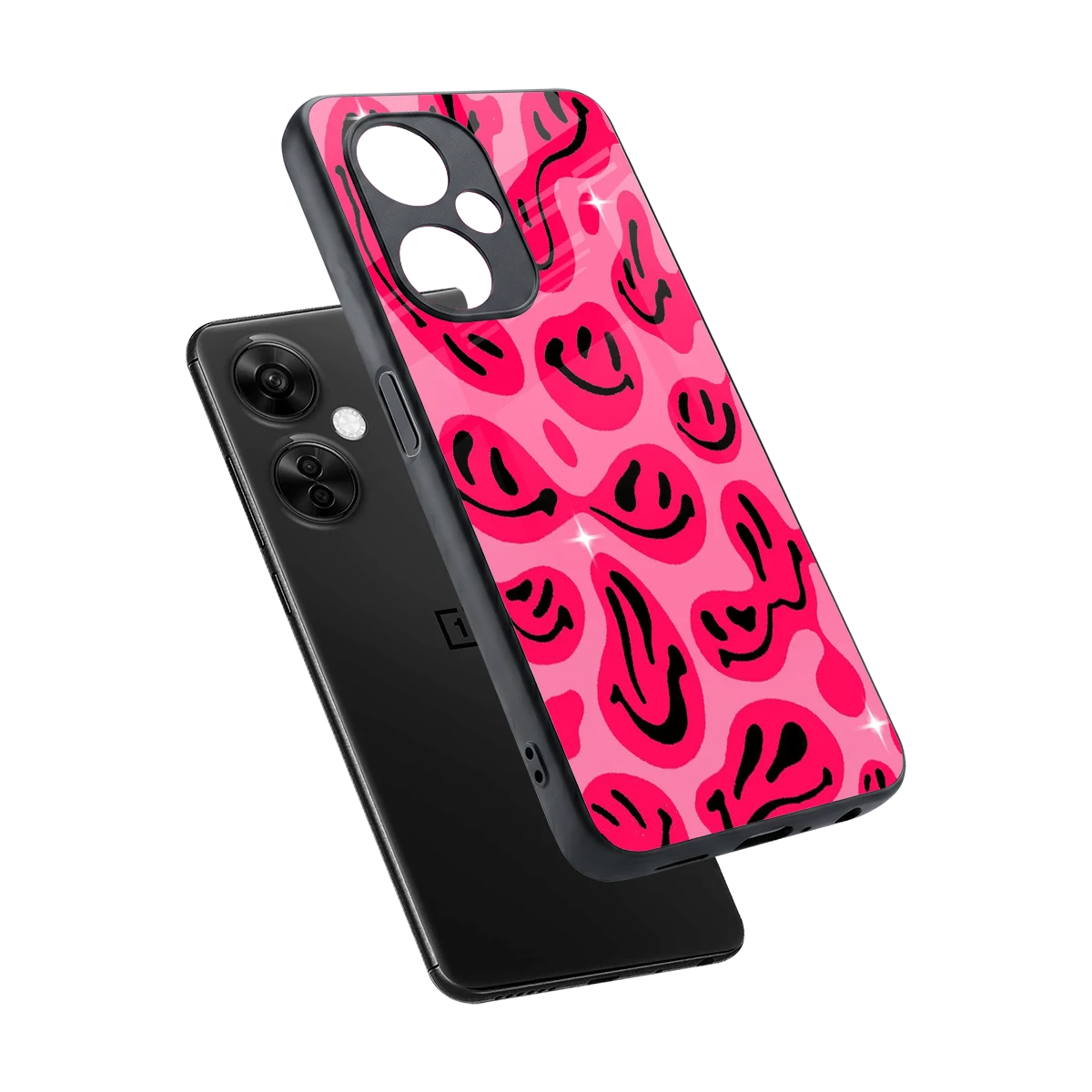 Acid Smiles Pink sleek oneplus nord ce 3 lite cover with tempered glass back and TPU edges