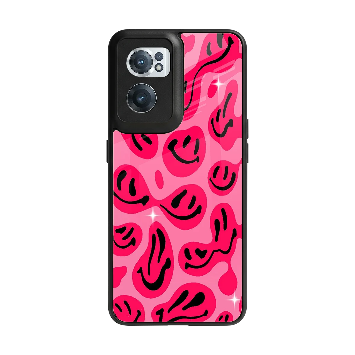 Acid Smiles Pink back phone cover | glass case for oneplus nord ce 2