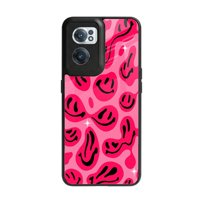 Acid Smiles Pink back phone cover | glass case for oneplus nord ce 2
