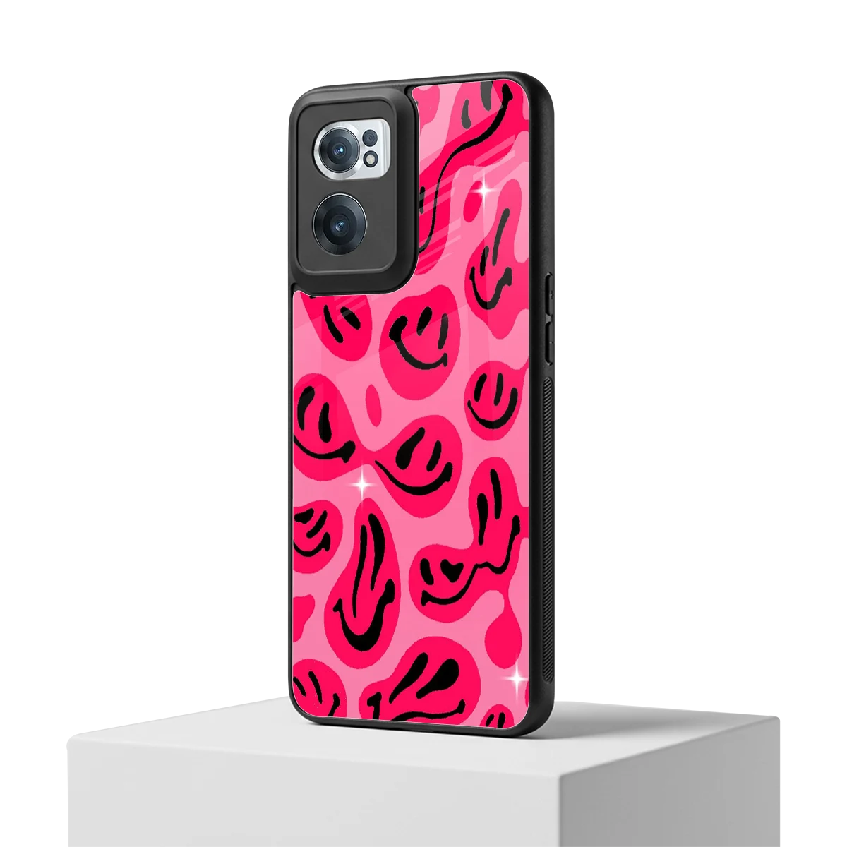 Acid Smiles Pink oneplus nord ce 2 mobile cover | shockproof glass phone case
