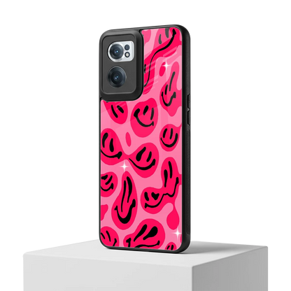 Acid Smiles Pink oneplus nord ce 2 mobile cover | shockproof glass phone case