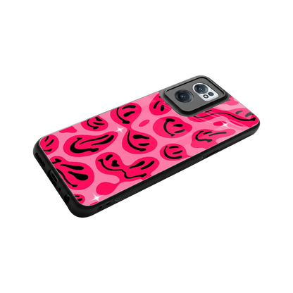Acid Smiles Pink stylish phone case for oneplus nord ce 2 | glossy glass and slim fit