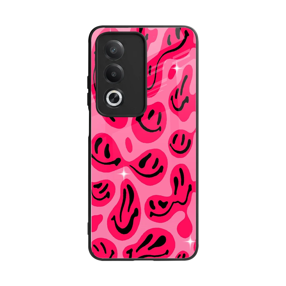 Acid Smiles Pink back phone cover | glass case for oppo a3 pro