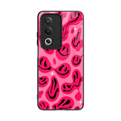 Acid Smiles Pink back phone cover | glass case for oppo a3 pro