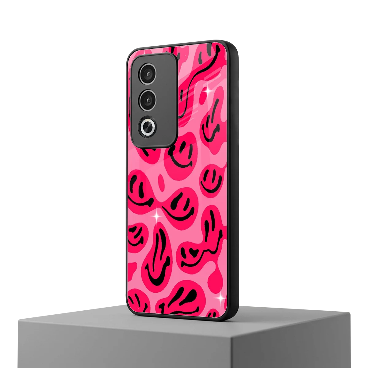 Acid Smiles Pink oppo a3 pro mobile cover | shockproof glass phone case