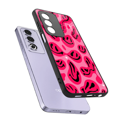 Acid Smiles Pink sleek oppo a3 pro cover with tempered glass back and TPU edges