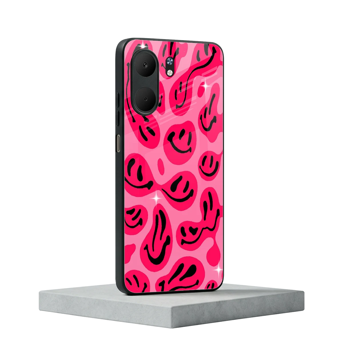 Acid Smiles Pink oppo a5x 5g mobile cover | shockproof glass phone case