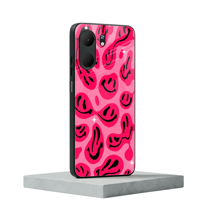 Acid Smiles Pink oppo a5x 5g mobile cover | shockproof glass phone case