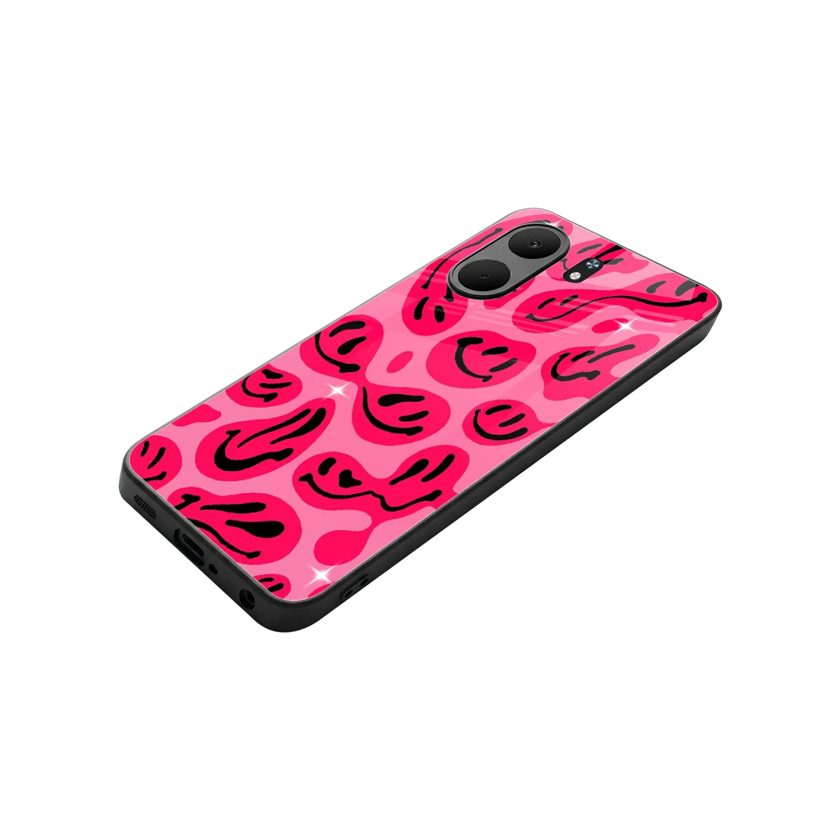 Acid Smiles Pink stylish phone case for oppo a5x 5g | glossy glass and slim fit