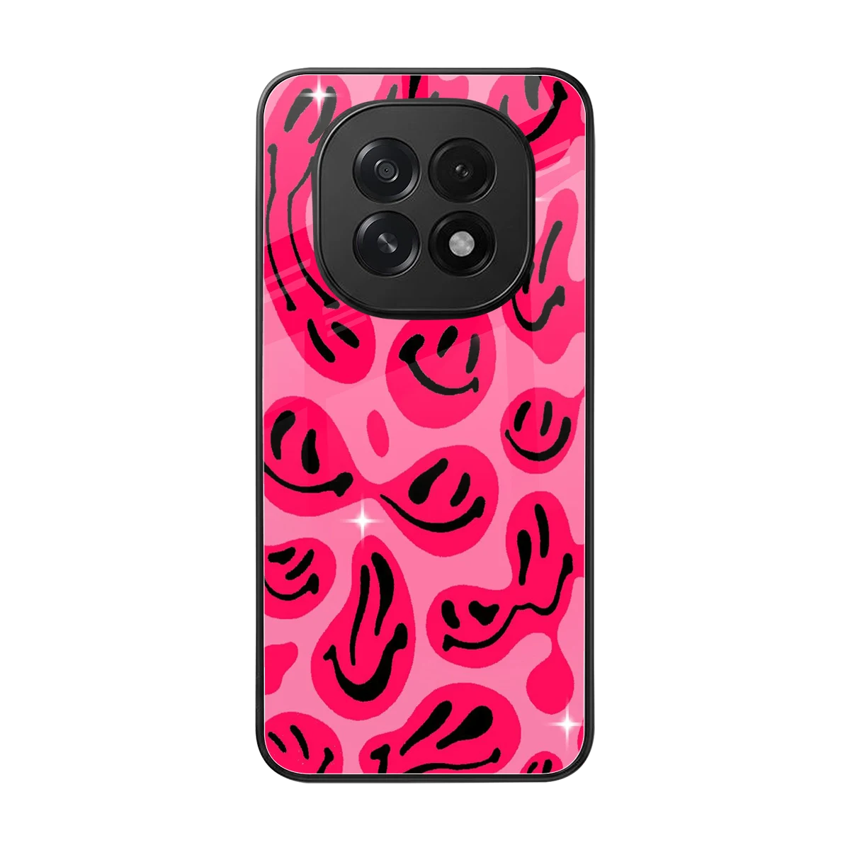 Acid Smiles Pink back phone cover | glass case for oppo f29 5g