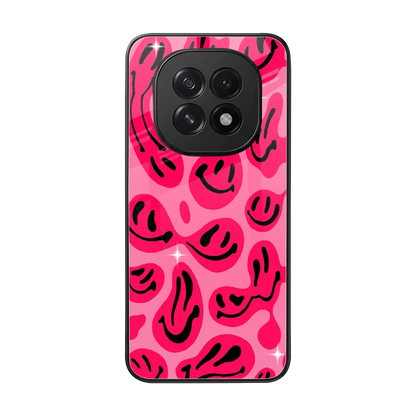 Acid Smiles Pink back phone cover | glass case for oppo f29 5g