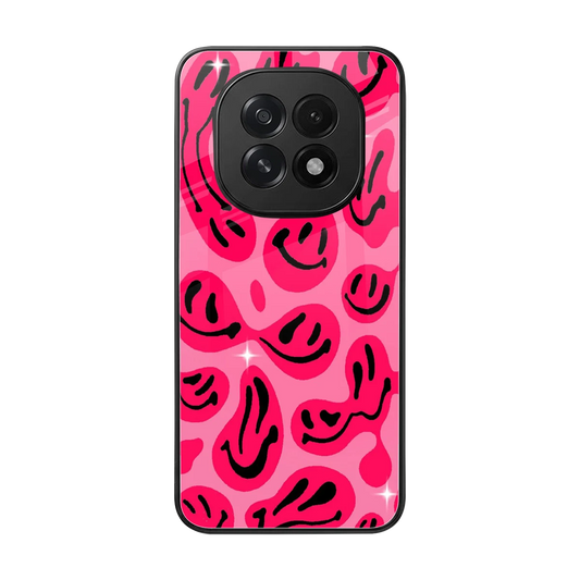 Acid Smiles Pink back phone cover | glass case for oppo f29 5g