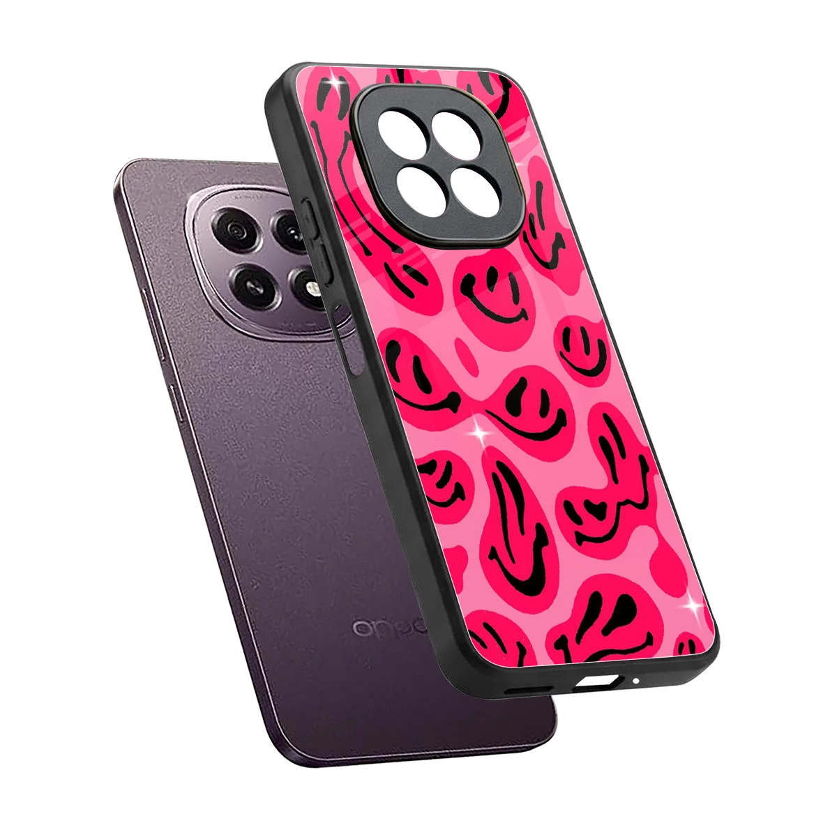 Acid Smiles Pink sleek oppo f29 5g cover with tempered glass back and TPU edges