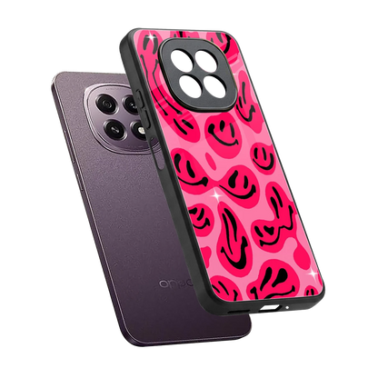 Acid Smiles Pink sleek oppo f29 5g cover with tempered glass back and TPU edges