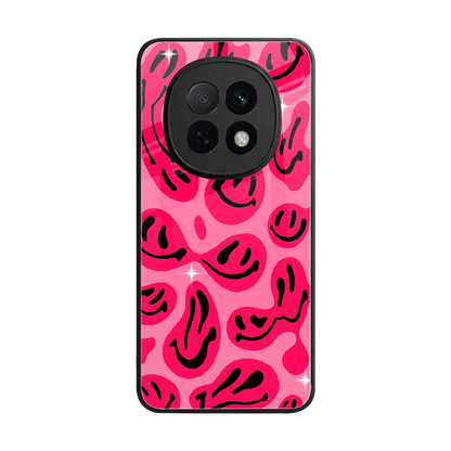 Acid Smiles Pink back phone cover | glass case for oppo f29 pro 5g