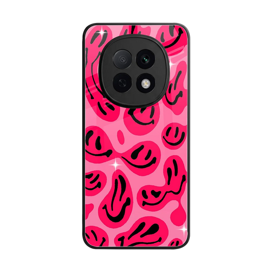 Acid Smiles Pink back phone cover | glass case for oppo f29 pro 5g