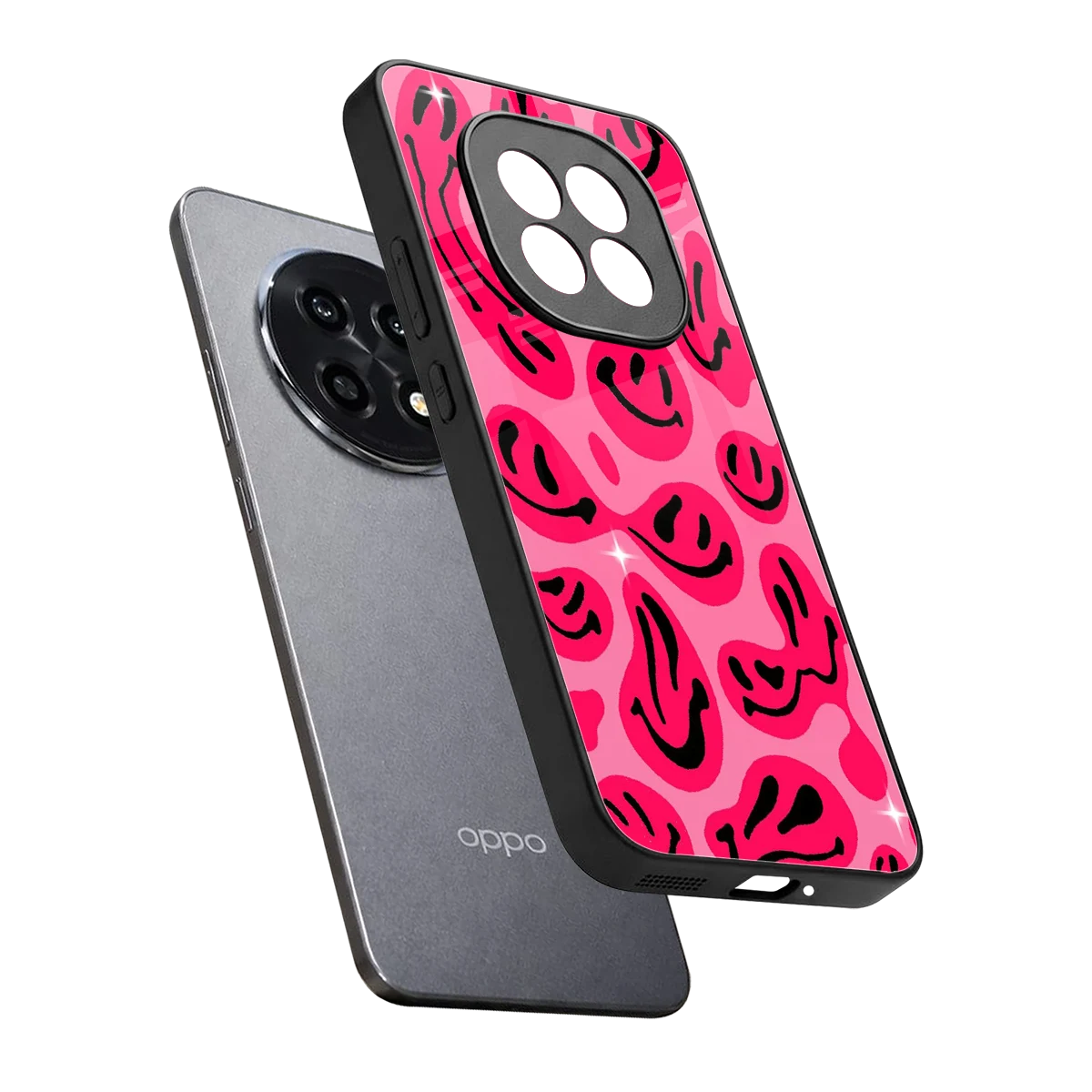 Acid Smiles Pink sleek oppo f29 pro 5g cover with tempered glass back and TPU edges