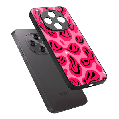 Acid Smiles Pink sleek oppo f31 pro 5g cover with tempered glass back and TPU edges