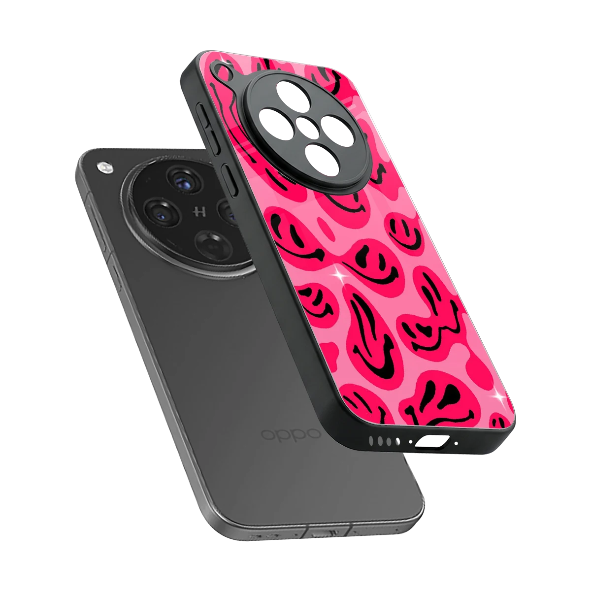 Acid Smiles Pink sleek oppo find x8 cover with tempered glass back and TPU edges