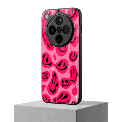 Acid Smiles Pink oppo find x8 mobile cover | shockproof glass phone case