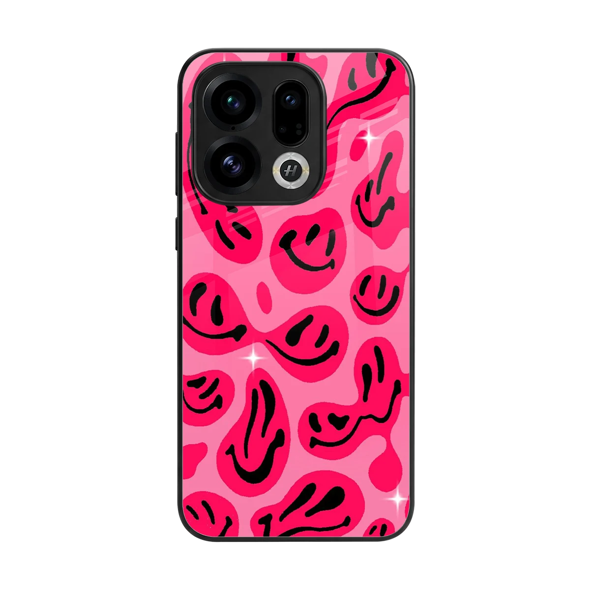 Acid Smiles Pink back phone cover | glass case for oppo find x9