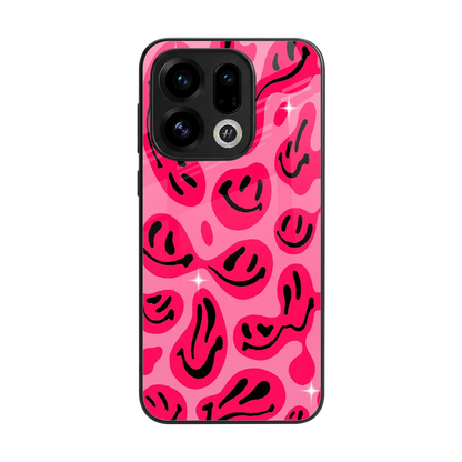 Acid Smiles Pink back phone cover | glass case for oppo find x9