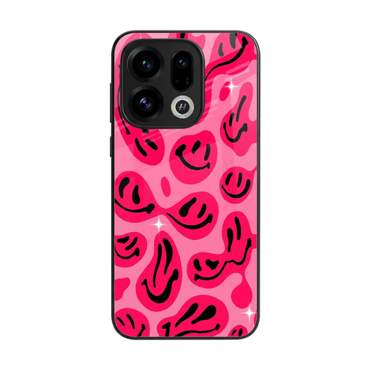 Acid Smiles Pink back phone cover | glass case for oppo find x9