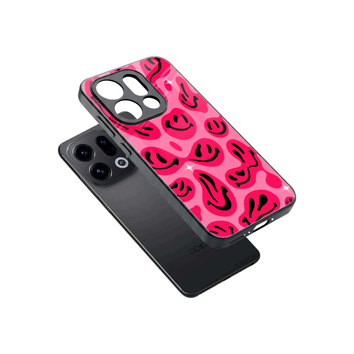 Acid Smiles Pink sleek oppo find x9 cover with tempered glass back and TPU edges