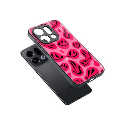 Acid Smiles Pink sleek oppo find x9 cover with tempered glass back and TPU edges