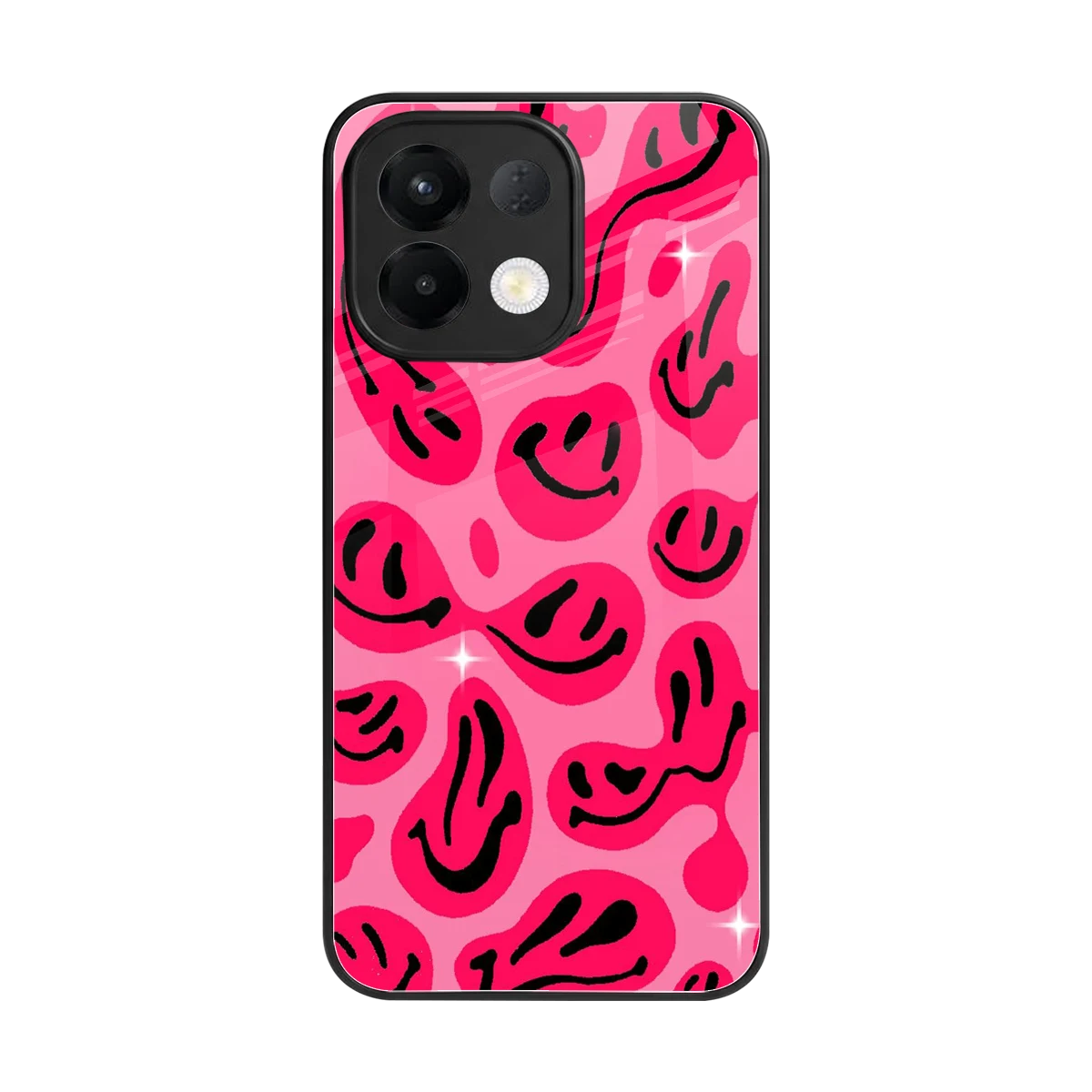 Acid Smiles Pink back phone cover | glass case for oppo k13 5g