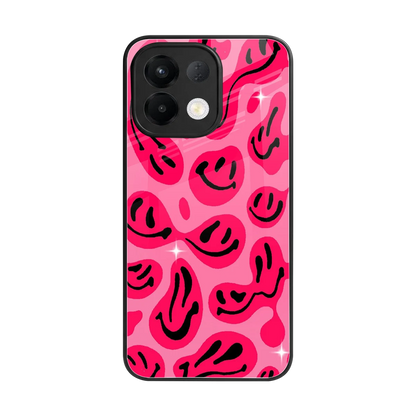 Acid Smiles Pink back phone cover | glass case for oppo k13 5g