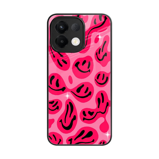 Acid Smiles Pink back phone cover | glass case for oppo k13 5g