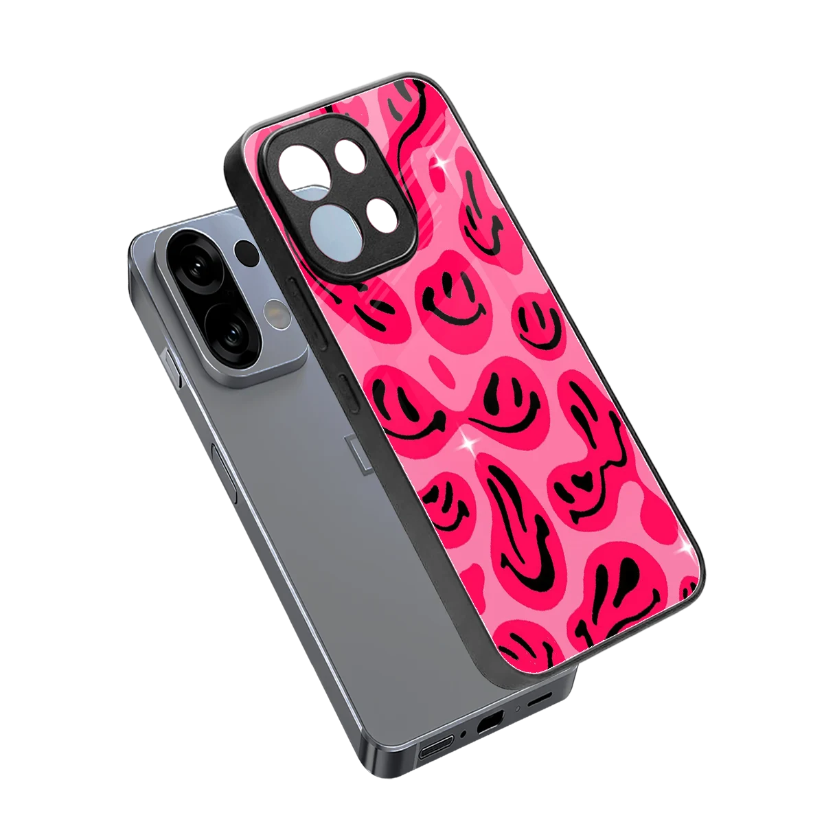 Acid Smiles Pink sleek oppo k13 5g cover with tempered glass back and TPU edges