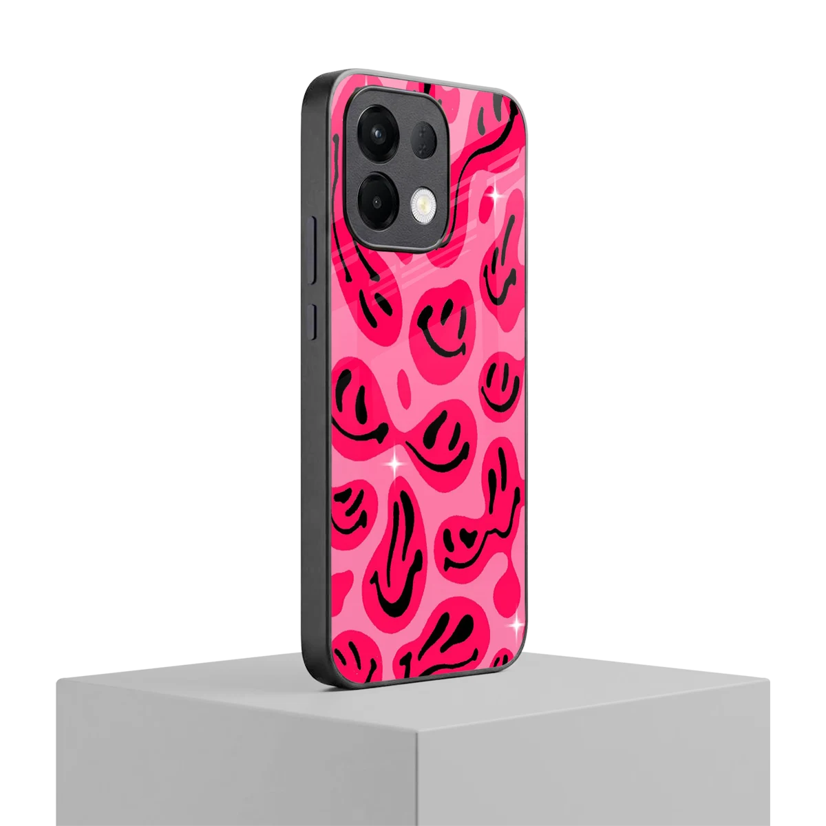 Acid Smiles Pink oppo k13 5g mobile cover | shockproof glass phone case