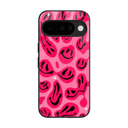 Acid Smiles Pink back phone cover | glass case for google pixel 10
