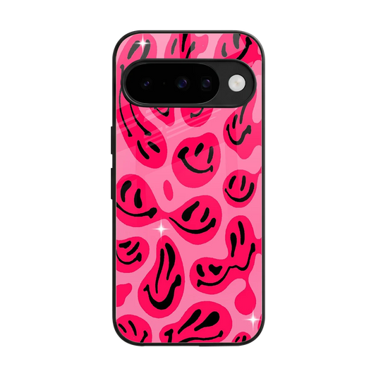 Acid Smiles Pink back phone cover | glass case for google pixel 10