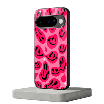 Acid Smiles Pink google pixel 10 mobile cover | shockproof glass phone case
