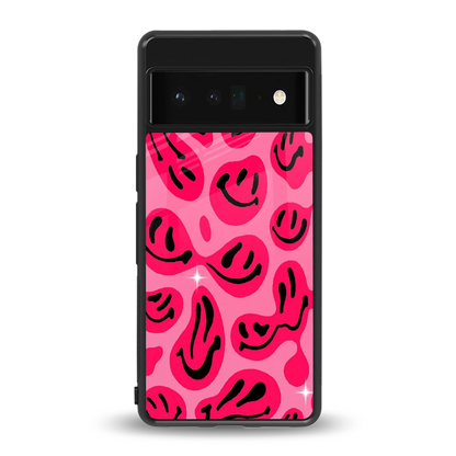 Acid Smiles Pink back phone cover | glass case for google pixel 6 pro