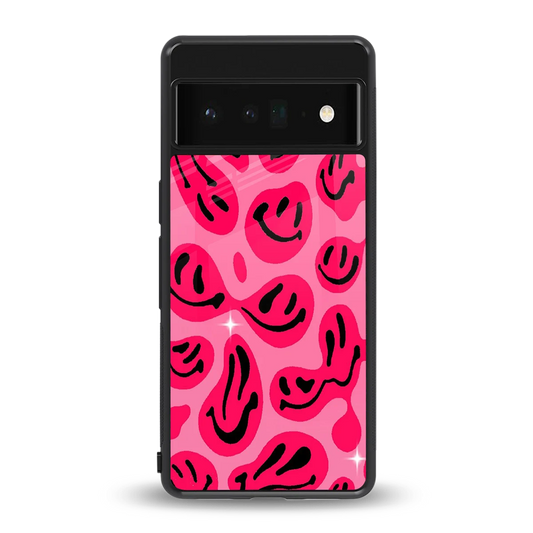 Acid Smiles Pink back phone cover | glass case for google pixel 6 pro