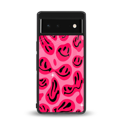 Acid Smiles Pink back phone cover | glass case for google pixel 6