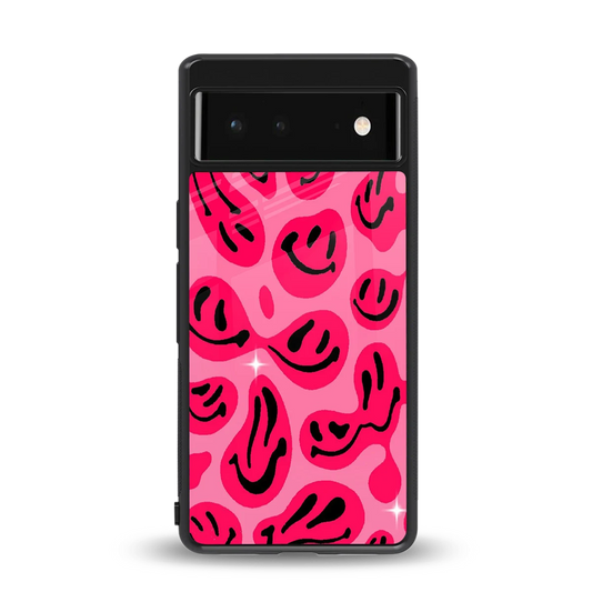 Acid Smiles Pink back phone cover | glass case for google pixel 6