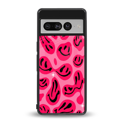 Acid Smiles Pink back phone cover | glass case for google pixel 7 pro