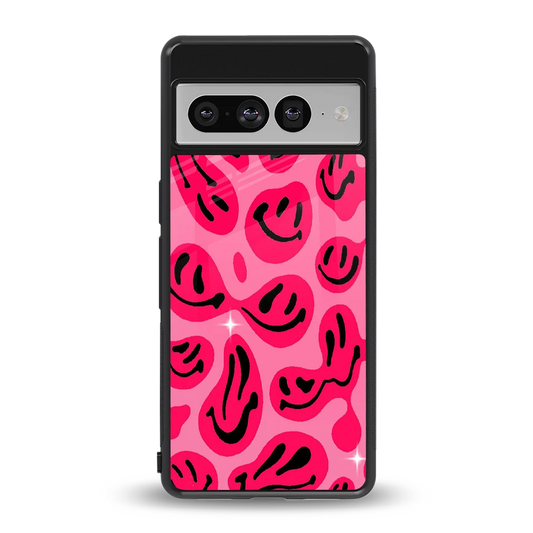 Acid Smiles Pink back phone cover | glass case for google pixel 7 pro