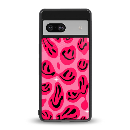 Acid Smiles Pink back phone cover | glass case for google pixel 7a