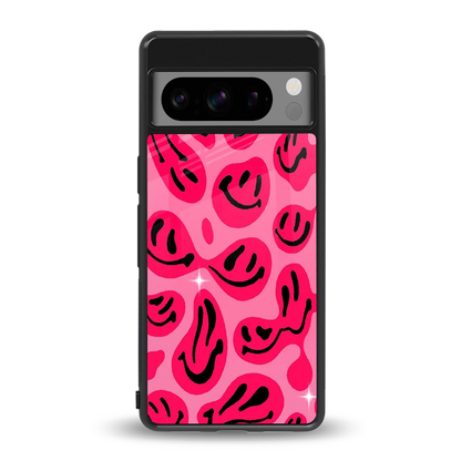Acid Smiles Pink back phone cover | glass case for google pixel 8 pro