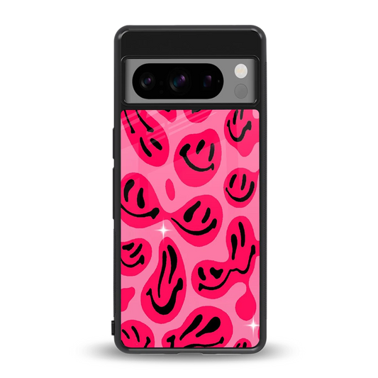 Acid Smiles Pink back phone cover | glass case for google pixel 8 pro