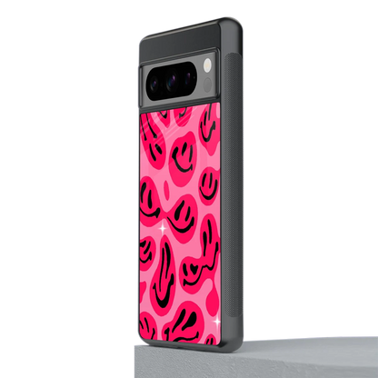 Acid Smiles Pink stylish phone case for google pixel 8 pro | glossy glass and slim fit