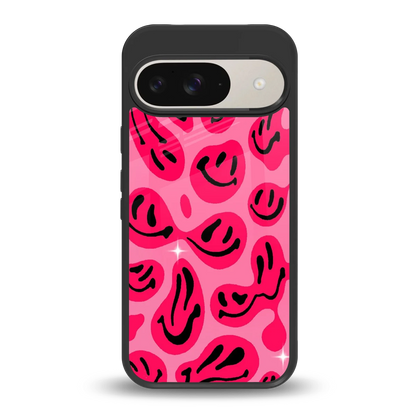 Acid Smiles Pink back phone cover | glass case for google pixel 9