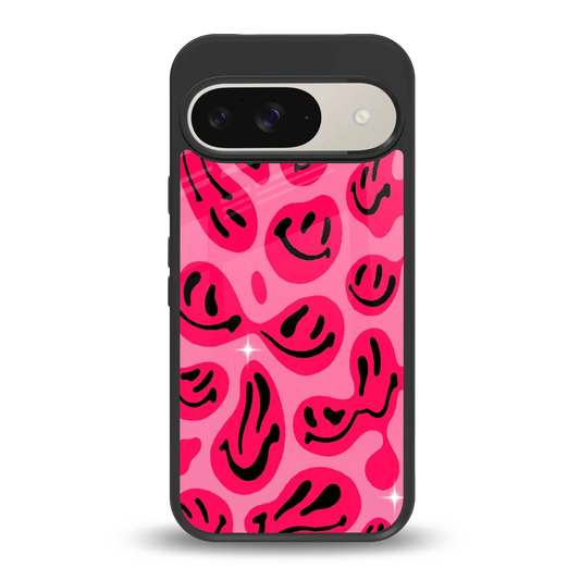 Acid Smiles Pink back phone cover | glass case for google pixel 9